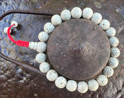 Lotus Seed Wrist Mala with Red Cord #15