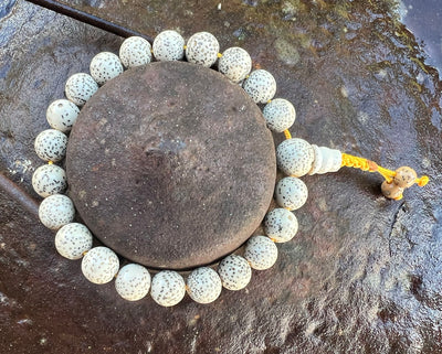 Lotus Seed Wrist Mala with Yellow Cord #22