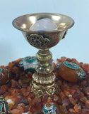 Butter Lamp: Copper with Auspicious Design Sm #9