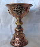 Butter Lamp: Copper with Auspicious Design Sm #9