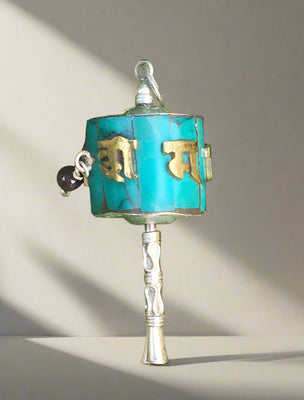 Turquoise Prayer Wheel Pendant #4