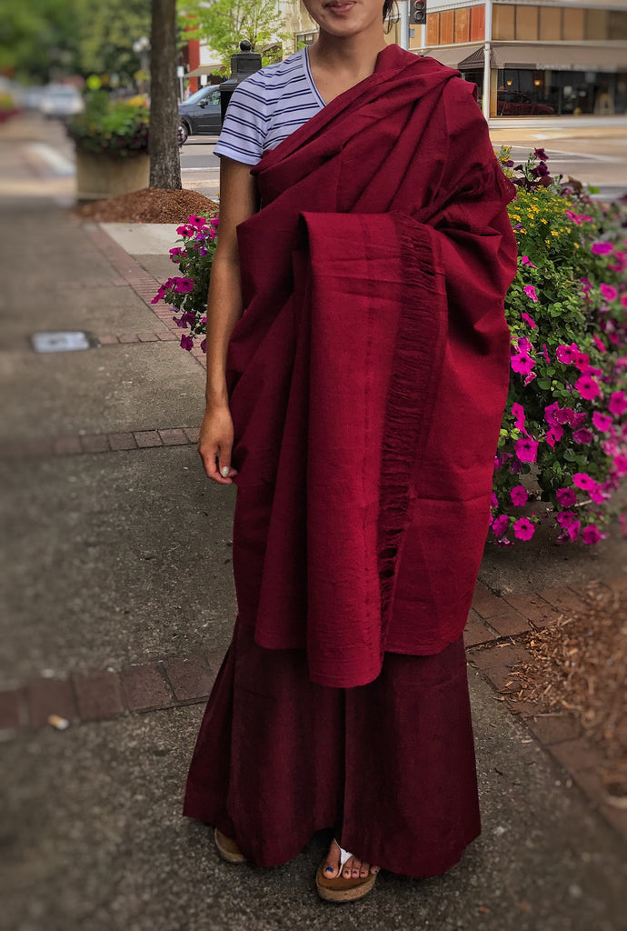 potalagate raw zen silk shawl red