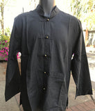 Tibetan Elegant Raw ནCotton Shirt : Black #9