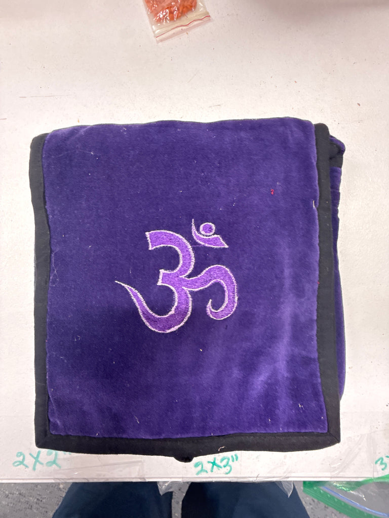 Om Embroidered Velvet Bag - Small #17
