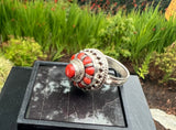 Round Coral Ring #18