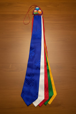Five-Color Silk Damaru Tail