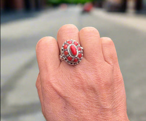 Coral Oval Ring #19