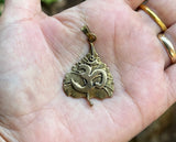 Om on Leaf Pendant #7