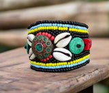 Beaded Bracelet Cuff-Black #39