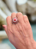 Round Coral Ring #18