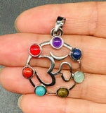 Om with Chakra Stone Pendant #12