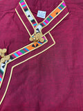 Tibetan Shirt with Silk Trim in Maroon