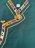 Oriental Tibetan Shirt with Silk Trim in Green