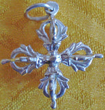 Silver Crossed Dorje Pendant #44