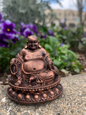 Happy Buddha on Lotus Resin