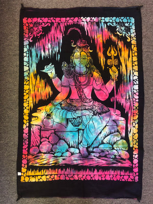 Lord Shiva Tye Dye Tapestry