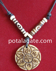 Lotus with Mantra Bone Necklace #32