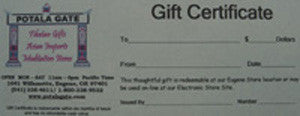 POTALA GATE GIFT CERTIFICATE