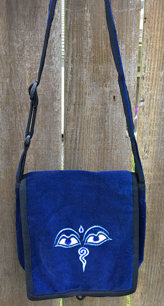 Buddha Eyes Embroidered Velvet Shoulder Bag - Small #7