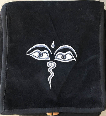 Buddha Eyes Embroidered Velvet Shoulder Bag - Small #7