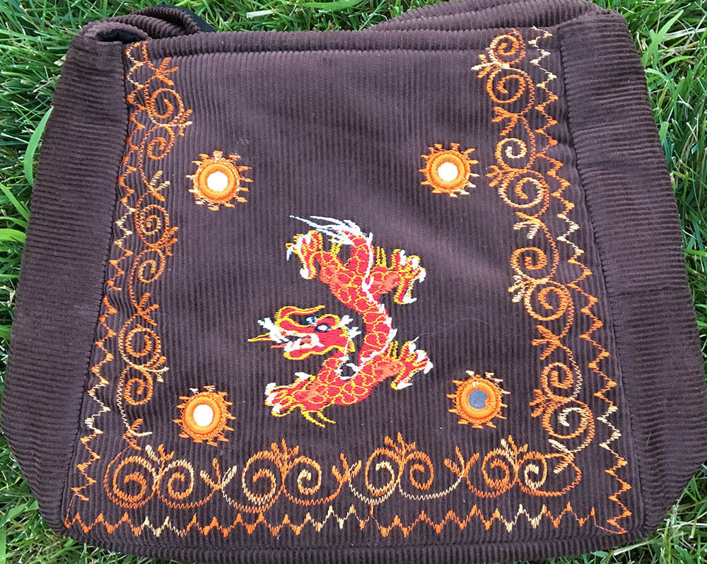 Dragon Embroidered Corduroy Bag #14
