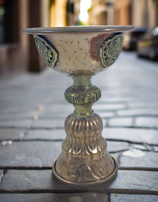 Butter Lamp: Copper Auspicious Design Large