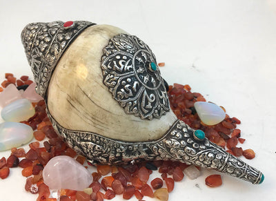 Ornate Conch Shell with Mantra