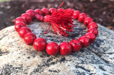 Dyed Coral Color Hand Mala #8