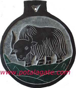 Yak on Stone Plaque #12