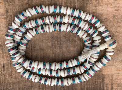 Inlaid Bone Mala in White Color