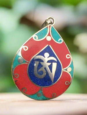 Tibetan Om Oval Pendant #33