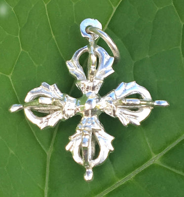 Silver Crossed Dorje Pendant #44