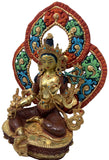 Red Tara Statue with Backrest