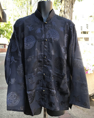 Tibetan Silky Oriental Shirt:  Black #22