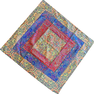 Shrine Cloth in blue border patterns