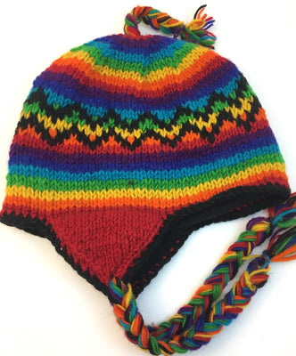 Himalayan Sherpa Rainbow Wool Hat #1